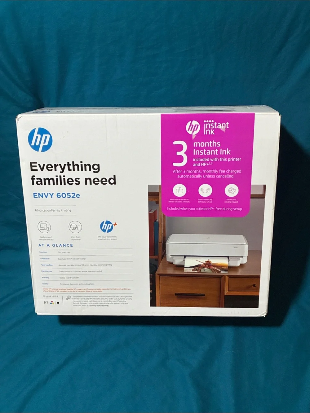 HP ENVY 6052e All-in-One Printer - White with Pink Accent